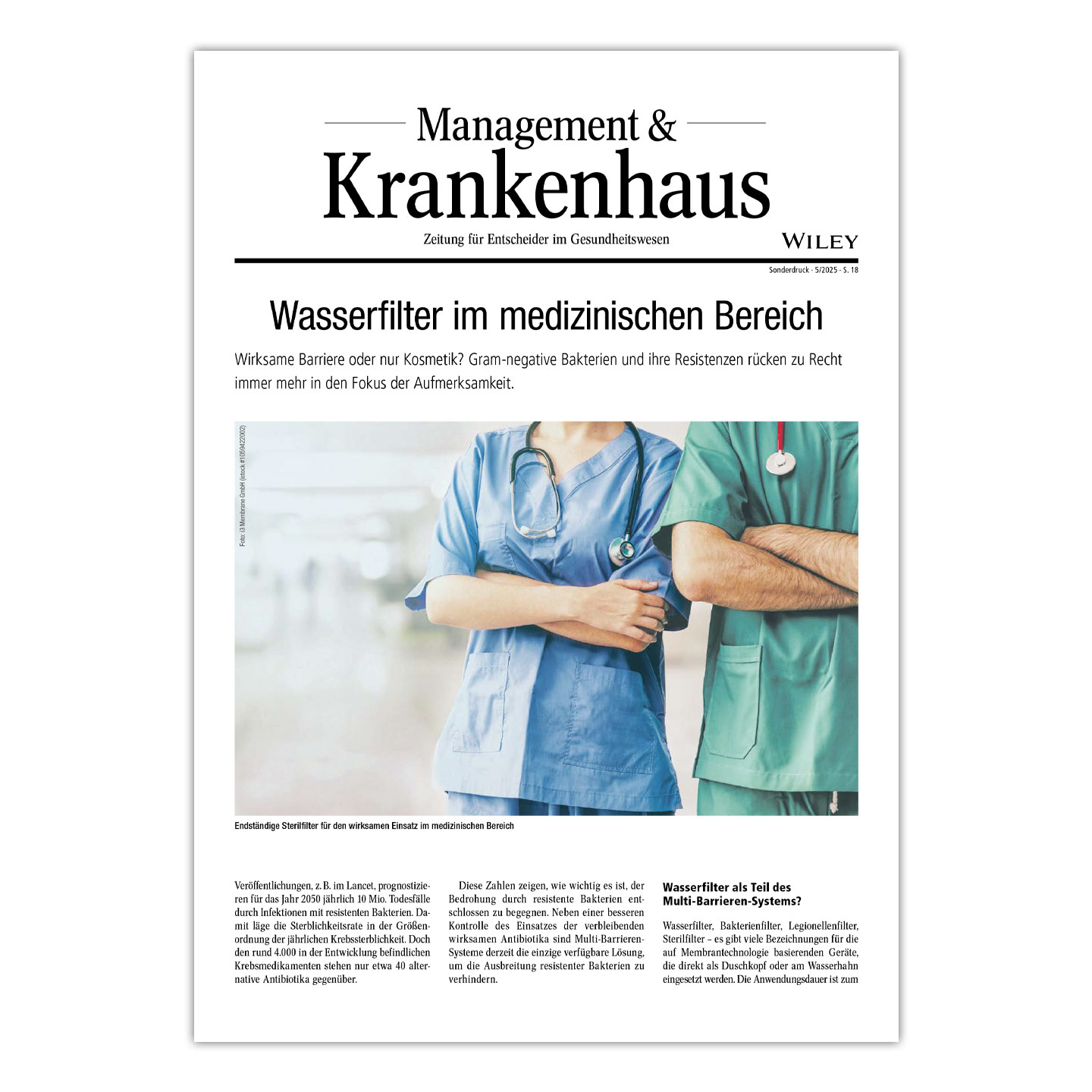 Wasserfilter im medizinischem Bereich